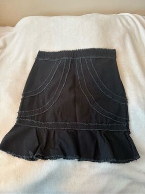 Xhilaration Black A-Line Skirt with Frayed Trim and Ruffle Hem